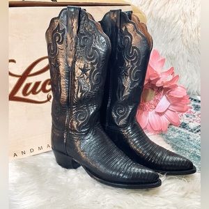 Lucchese 2000 Classic Western Cowboy Boots Black 8B w/Box